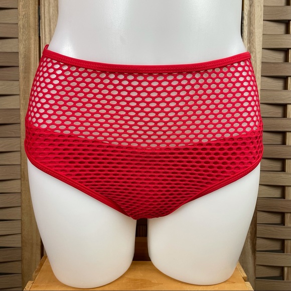 NWOT Fishnet Mesh Top High Waisted Bikini Swimsuit Bottoms - Picture 3 of 7